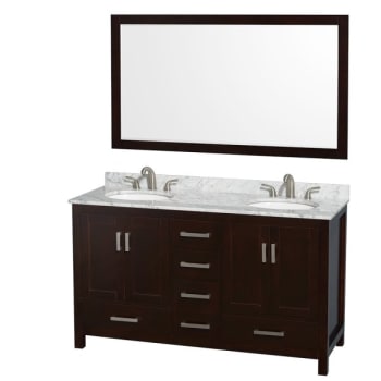 Image for Wyndham Sheffield Espresso Double Bathroom Vanity With Oval Sink And 58" Mirror from HD Supply