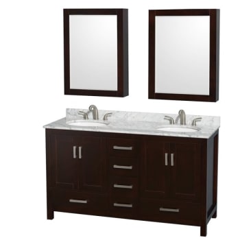 Image for Wyndham Sheffield Espresso Double Bathroom Vanity 60" With Medicine Cabinet from HD Supply