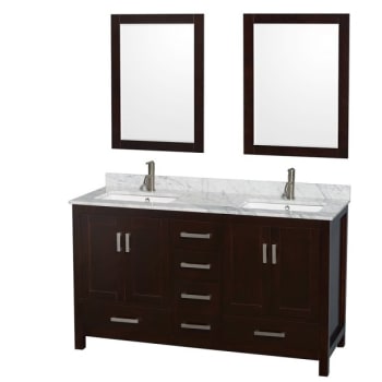 Image for Wyndham Sheffield Espresso Double Bathroom Vanity 60" Square Sink & Mirror from HD Supply