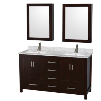 Image for Wyndham Sheffield Espresso Double Bathroom Vanity 60" With Square Sink &cabinet from HD Supply