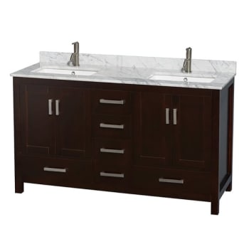 Image for Wyndham Sheffield Espresso Double Bathroom Vanity 60" With Square Sink from HD Supply