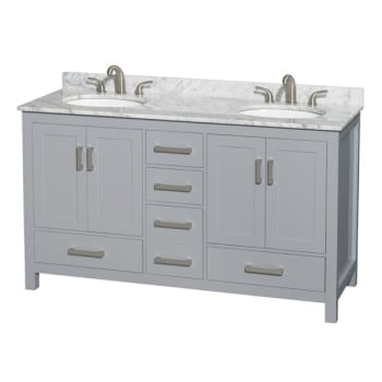 Image for Wyndham Sheffield Gray Double Bathroom Vanity 60" With Countertop & Oval Sink from HD Supply