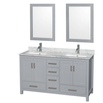 Image for Wyndham Sheffield Gray Double Bathroom Vanity 60" With Square Sink And Mirror from HD Supply