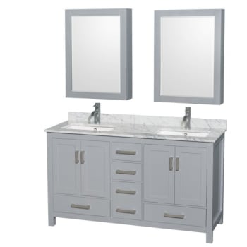 Wyndham Sheffield Gray Double Bathroom Vanity 60" With Medicine Cabinet (Mirror Included)