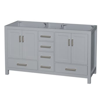 Wyndham Sheffield Gray Wood Double Bathroom Vanity 60" Without Countertop