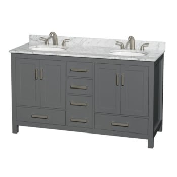 Image for Wyndham Sheffield Dark Gray Double Bathroom Vanity 60" With Oval Sink from HD Supply