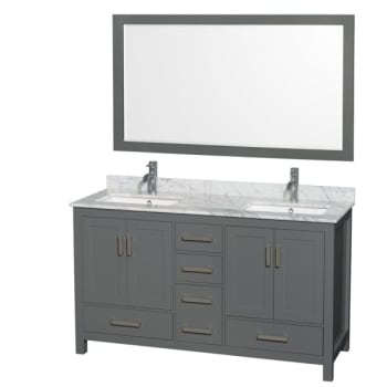 Image for Wyndham Sheffield Dark Gray Double Bathroom Vanity 60" With Square Sink & Mirror from HD Supply