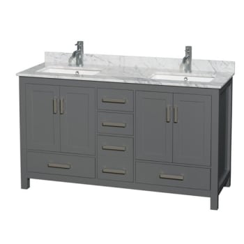 Image for Wyndham Sheffield Dark Gray Double Bathroom Vanity 60" With Square Sink from HD Supply