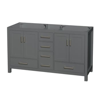 Image for Wyndham Sheffield Dark Gray Wood Double Bathroom Vanity 60" Without Countertop from HD Supply