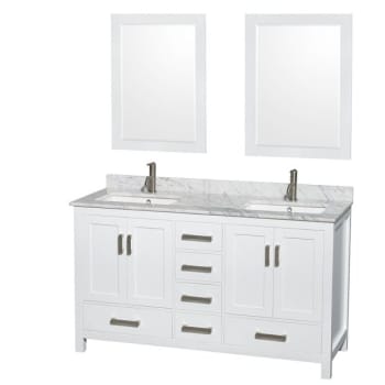 Image for Wyndham Sheffield White Double Bathroom Vanity 60" With Square Sink And Mirror from HD Supply