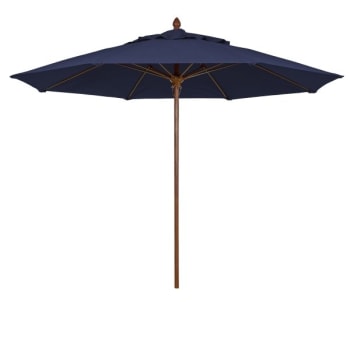 Fiberbuilt® Bridgewater Captains Navy Marine Umbrella With Teak Pole 8'