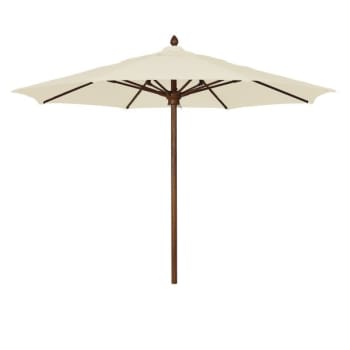 Fiberbuilt® Augusta Natural Marine Umbrella With Teak Pole 9'
