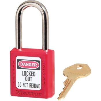 Master Lock Red Safety Padlock, 1-1/2in Wide with 1-1/2in Tall Shackle