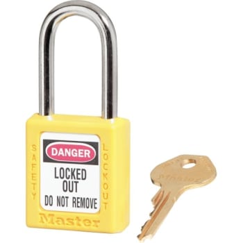 Image for Master Lock Steel Shackle Thermoplastic Zenex 6 Pin Tumbler Padlock (yellow) from HD Supply