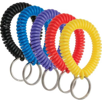 Lucky Line Wrist Coil Key Ring Assorted Colors, Package Of 5