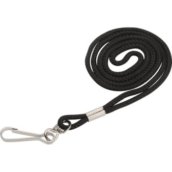 Lucky Line Lanyard With Hook, Black, Package Of 10
