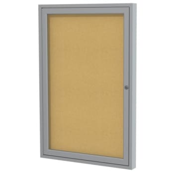 Ghent® 1 Door Enclosed Natural Cork Bulletin Board With Satin Frame, 24"h X 18"w