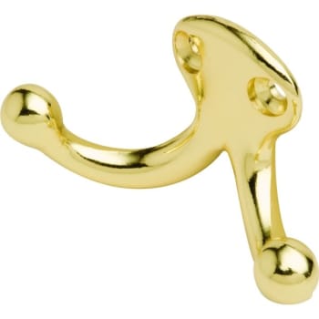Cast Aluminum Wardrobe Hook (2-Pack) (Polished Brass)