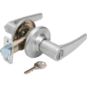 Kwikset® Delta® Door Lever with SmartKey Security, Entry, Grade 3, Metal, Satin Chrome