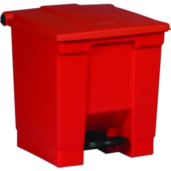 Image for Rubbermaid 8 Gal Red Plastic Rectangular Step-On Trash Can from HD Supply