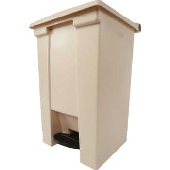 Rubbermaid 12 Gal Beige Plastic Rectangular Step-on Container