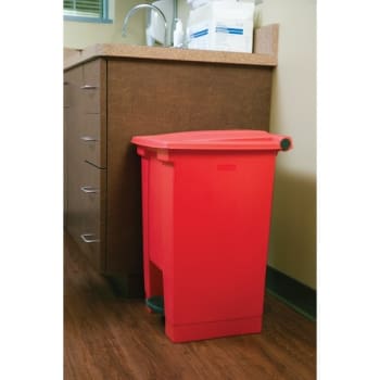 Image for Rubbermaid 12 Gal Red Plastic Rectangular Step-On Trash Can from HD Supply