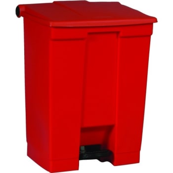 Image for Rubbermaid 18 Gal Red Plastic Rectangular Step-On Trash Can from HD Supply
