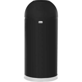 Rubbermaid 15 Gal Black Steel Round Open Top Trash Can With Plastic Liner