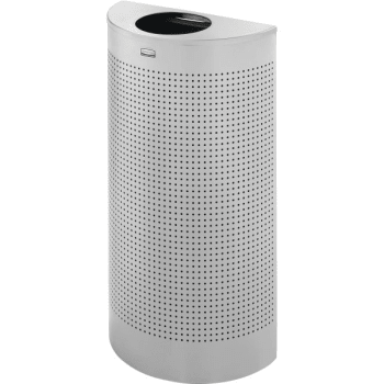 Image for Rubbermaid Commercial Silhouettes 12 Gal Silver Half-Round Metallic Steel Waste Can from HD Supply