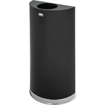 Image for Rubbermaid 12 Gal Black Steel Half-round Open Top Trash Can W/ Rigid Liner from HD Supply
