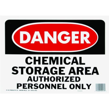 HY-KO "DANGER Chemical Storage/Authorized Personnel" Sign, Polyethylene, 14 x10"