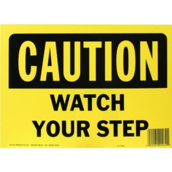 HY-KO "CAUTION WATCH YOUR STEP" Sign, Polyethylene, 14 x 10"