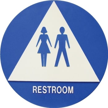 Image for Hy-Ko Braille Unisex Restroom Sign, Ada, Round, Self-Adhesive Plastic, 12 X 12" from HD Supply