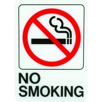 HY-KO "NO SMOKING" Sign, Self-Adhesive Plastic, 5 x 7"