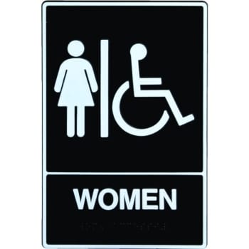 Image for HY-KO Braille "Women/Wheelchair" Sign, Self-Adhesive Plastic, ADA, 7 x 11" from HD Supply