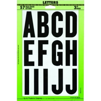 Image for HY-KO 3" Black On White Vinyl Letters, Self-Adhesive, 57 Pieces from HD Supply