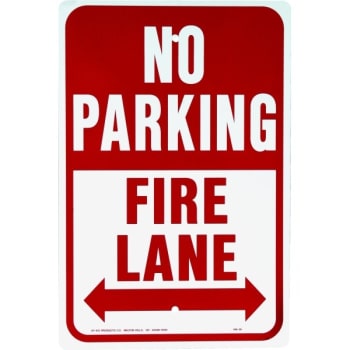Hy-Ko "no Parking Fire Lane" Sign, Aluminum, 12 X 18"