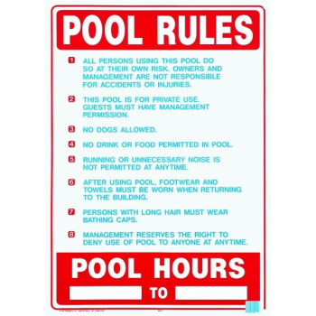 HY-KO "POOL RULES" Sign, State Of California Regulations, Plastic, 20 x 28"