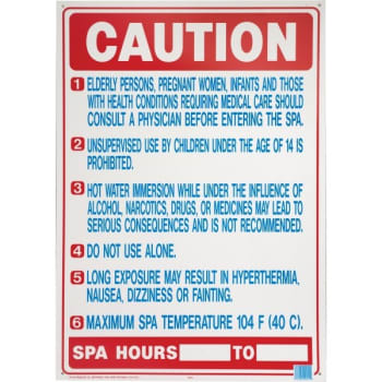Image for HY-KO "Caution" Spa Safety Guidelines Sign, CA Compliant, Plastic, 20 x 28" from HD Supply