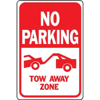 Hy-Ko "no Parking Tow Away Zone" Sign, Aluminum, 12 X 18"