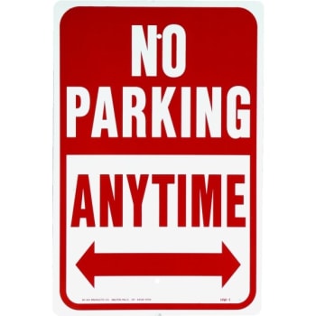 Image for HY-KO "NO PARKING Anytime" Arrow Sign, Aluminum, 12 x 18" from HD Supply