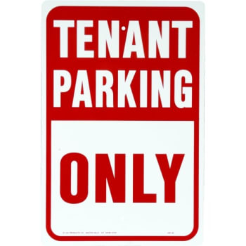 HY-KO "Tenant Parking Only" Sign, Green/White, Aluminum, 12 x 18"