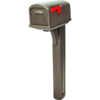 Gibraltar Mailboxes Classic Plastic Mailbox and Post Combo in Mocha