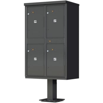 Image for Florence Mfg Valiant™ Outdoor Parcel Locker with 4 Parcel Lockers and Pedestal, Charcoal from HD Supply