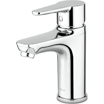 Pfister® Pfirst Modern Single Handle Bathroom Faucet Chrome, Push & Seal Drain
