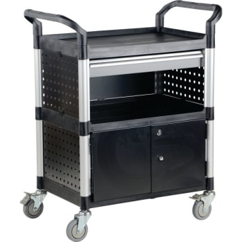 Image for Vestil Black 3-Shelf Commercial Cart 33 x 19" With Doors from HD Supply