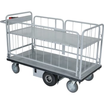 Image for Vestil Gray 1-Shelf Electric Material Handling Cart 28 x 60" With Side Carts from HD Supply