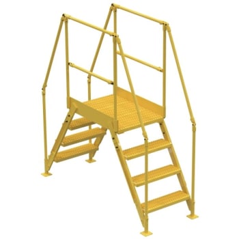 Vestil Yellow Steel 4-Step Crossover Ladder 48"