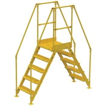 Image for Vestil Yellow Steel 5-Step Tall Crossover Ladder 24" from HD Supply