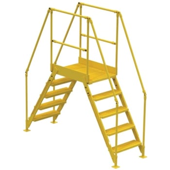 Vestil Yellow Steel 5-Step Tall Crossover Ladder 36"